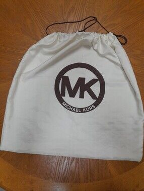 Michael Kors White Drawstring Dust Bag with Brown MK Logo Size:OS
